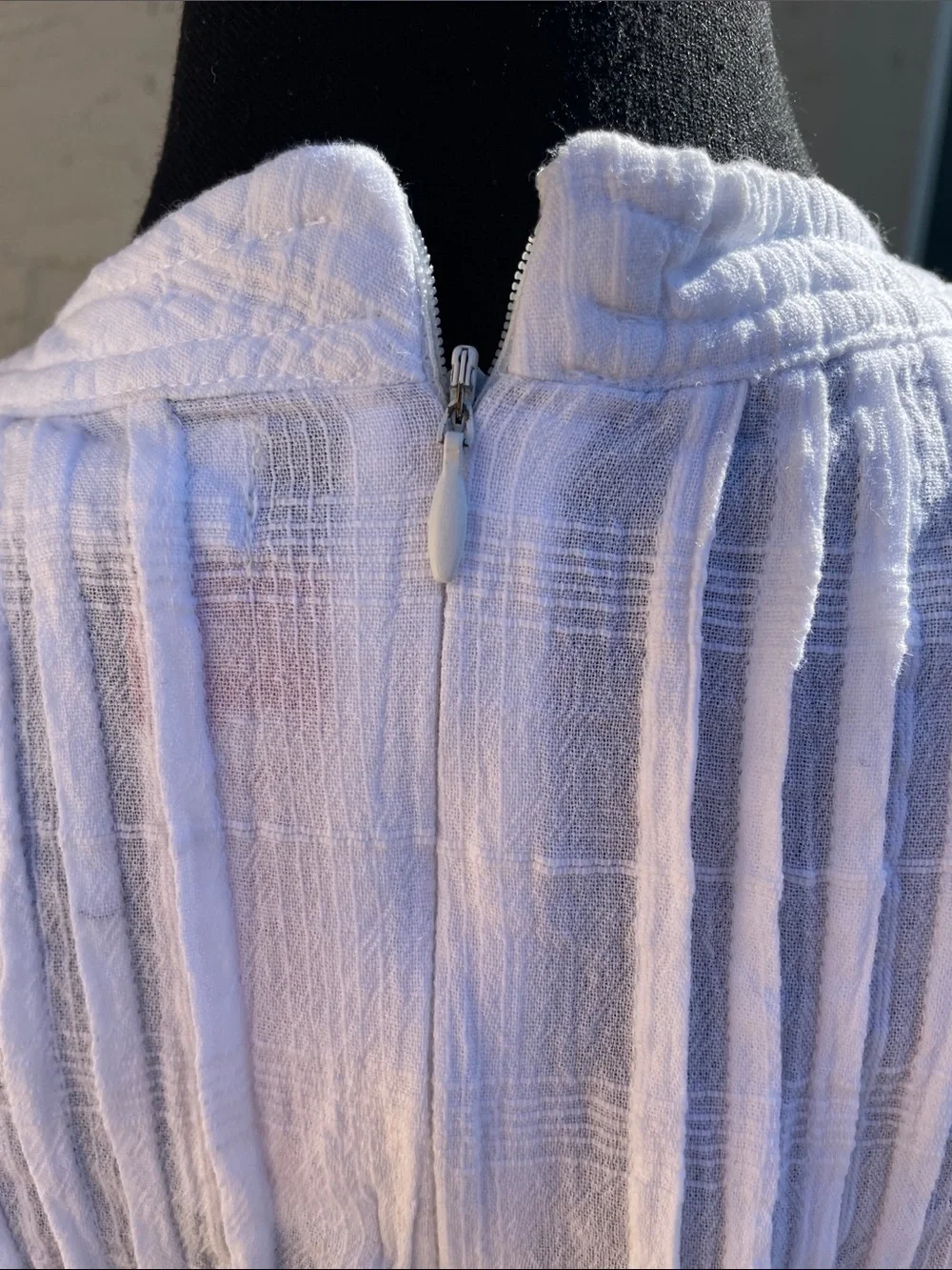 THML White Crinkle Crewneck Top with Accent Sleeves - Picture 7 of 7